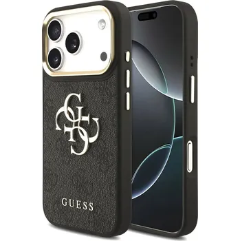 Náhradní kryt pro mobilní telefon Guess PU Leather 4G Metal Logo Gold Frame MagSafe zadní kryt pro iPhone 17 Pro Black