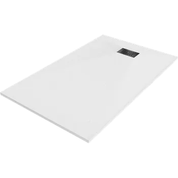 Sprchová vanička Mexen Hugo, obdélníková sprchová vanička SMC 150 x 70 cm, bílá, černá krytka, 42107015-B