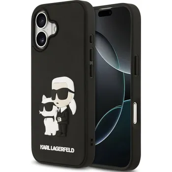 Náhradní kryt pro mobilní telefon Karl Lagerfeld 3D Rubber Karl and Choupette zadní kryt pro iPhone 17 Black