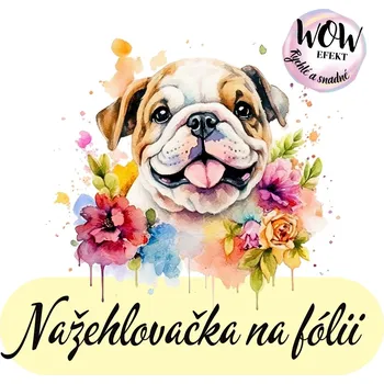 Nažehlovačky na fólii Nažehlovačka na fólii, ANGLICKÝ BULDOK v květinách, 1 kus