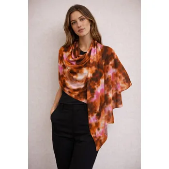 Dámský šátek 85 x 175 cm batika hnědý