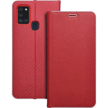 Náhradní kryt pro mobilní telefon Kryt LUNA Book Carbon Samsung Galaxy A21s red