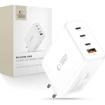 Tech-Protect Nc240W-Gan 4portová síťová nabíječka PD 240W / QC3.0 bílá