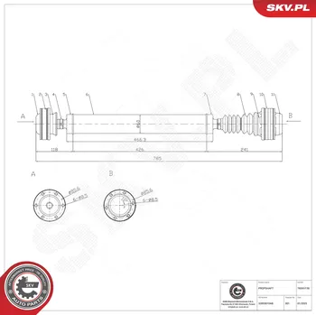 Poloosa kola Hnací hřídel - poloosa ESEN SKV 76SKV138