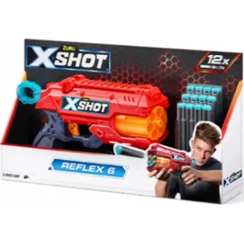 Dětská zbraň Pistole na pěnové náboje X-SHOT Reflex 6 – oranžová, 12 šipek