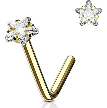 Piercing Šperky4U Zlacený piercing do nosu hvězdička, čirý kamínek - N0067-GDC