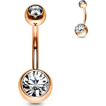 Piercing Šperky4U Zlacený piercing do pupíku - banánek, čirá barva - BS01055-C