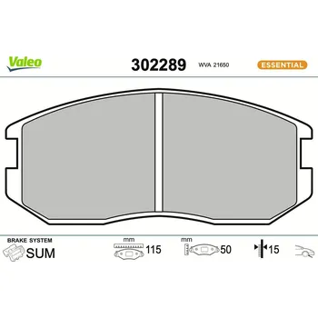 Brzdová destička Sada brzdových destiček, kotoučová brzda VALEO 302289