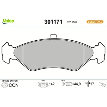 Brzdová destička Sada brzdových destiček, kotoučová brzda VALEO 301171