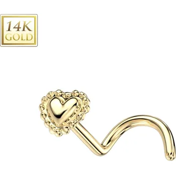 Piercing Šperky4U Zlatý piercing do nosu - srdíčko, Au 585/1000 - ZL01243-YG