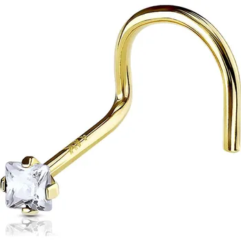Piercing Šperky4U Zlatý piercing do nosu - čirý zirkon, Au 585/1000 - ZL01114C-YG