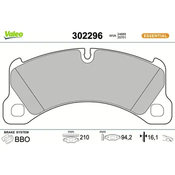 Brzdová destička Sada brzdových destiček, kotoučová brzda VALEO 302296