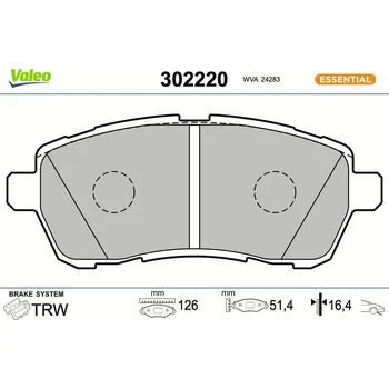 Brzdová destička Sada brzdových destiček, kotoučová brzda VALEO 302220