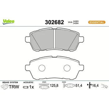 Brzdová destička Sada brzdových destiček, kotoučová brzda VALEO 302682