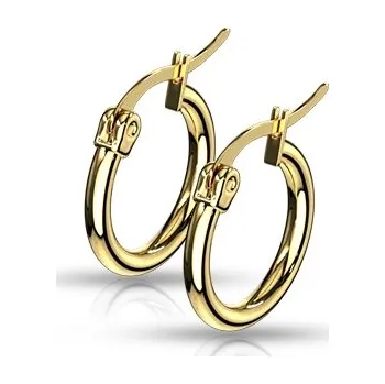 Náušnice Šperky4U Zlacené ocelové náušnice - kruhy 15 mm - OPN1190-15
