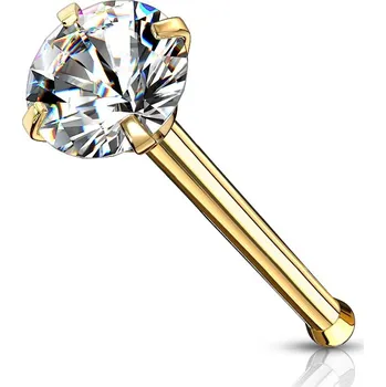 Piercing Šperky4U Zlacený piercing do nosu - čirý zirkon - N0132GDC-030