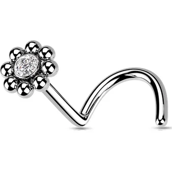 Piercing Šperky4U Zahnutý piercing do nosu - kytička - N0166-ST