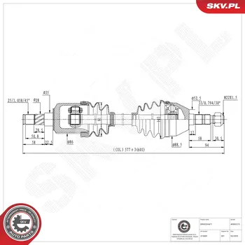 Poloosa kola Hnací hřídel - poloosa ESEN SKV 40SKV215