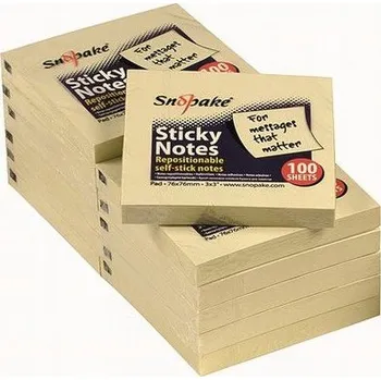Samolepící bloček Snopake Samolepicí bločky 76 x 76 mm žluté, 100 listů