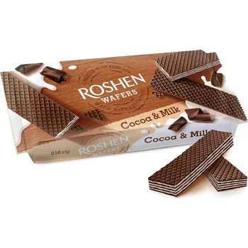 Cukrovinka Roshen wafers Cocoa & Milk (Mega Pack) 216g (Kartonové balení : 16 ks)