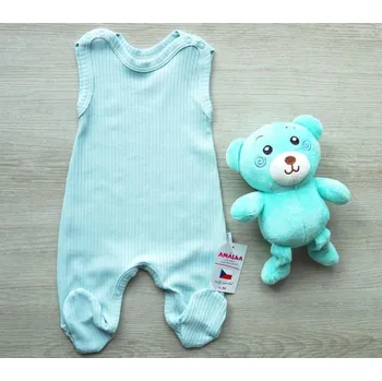 AMÁLKA Bavlněné žebrované dupačky, zelené Mojito Velikost: 74