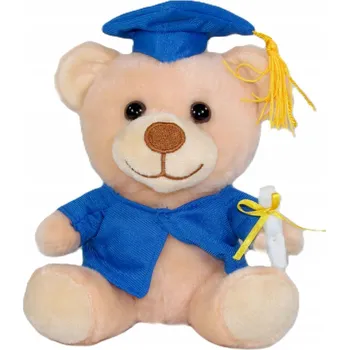 plyšák Plyšová Hračka Medvídek Absolvent se školní čepicí a diplomem - 12 cm