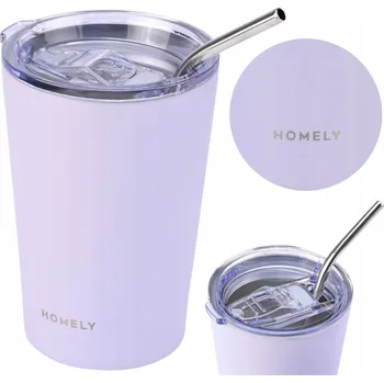 Termoska Levandulový TERMOHRNEK SE SLÁMKOU 400 ml termoska na kávu, čaj, nápoje, 6 hodin