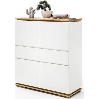 Komoda Komoda CHIARO, 4-dvéřová, 2 zásuvky matná bílá/dub