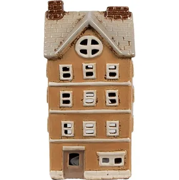 Svícen Oranžový keramický domeček na čajovou svíčku Houthem I – 11x9x22 cm