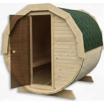 Sauna HAHNHOLZ Sudová sauna 200×200 cm (4-6 osob) BARVA DVEŘÍ: Bronzová, STŘEŠNÍ KRYTINA: Zelená