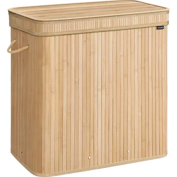 Koš na prádlo SONGMICS Koš na prádlo s víkem bambus 150l