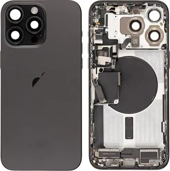 Náhradní kryt pro mobilní telefon Apple iPhone 15 Pro - Zadní housing s předinstalovanými díly (Black Titanium)