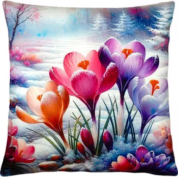 Polštář Dekorační polštář JARNÍ KROKUSY 40x40 cm Mybesthome Varianta: Povlak na polštář, 40x40 cm