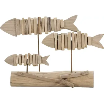Dřevěná dekorace Fish Nature hnědá