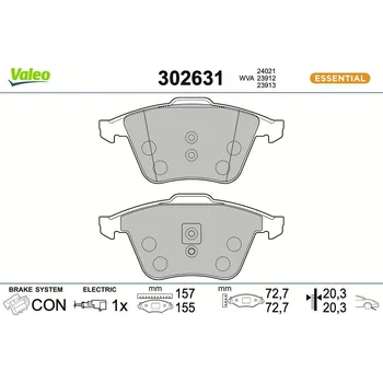 Brzdová destička Sada brzdových destiček, kotoučová brzda VALEO 302631