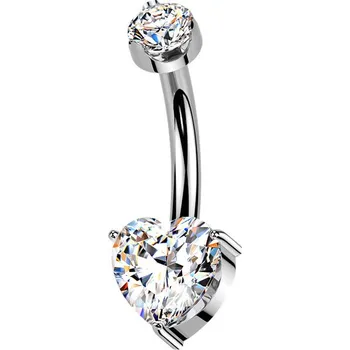 Piercing Šperky4U Luxusní piercing do pupíku s Moissanity 1.00ct, TITAN - TM007-S