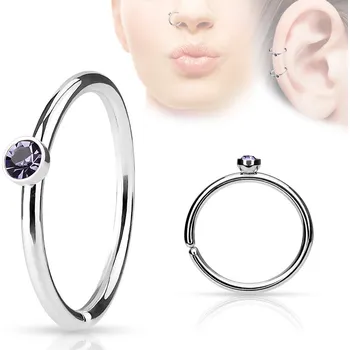Piercing Šperky4U Piercing do nosu/ucha kruh s kamínkem - N01161-TZ