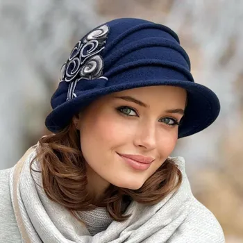 Klobouk Krumlovanka Dámský modrý zimní klobouk 100% vlna Woolmark W-0124/161S