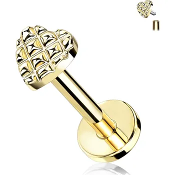 Piercing Šperky4U Labreta / cartilage piercing - srdíčko - LB0036GD-1208