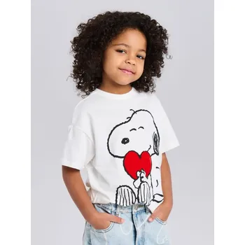 Dívčí spodní prádlo Sinsay - Bavlněná košilka s potiskem Peanuts - krémová - 872HE-01X - 872HE-01X-116