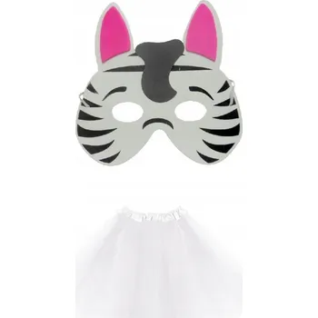 Karnevalový kostým SUPER Zebra TuTu Kostým sada bílá 40cm maska pěnová 2dílná MK623