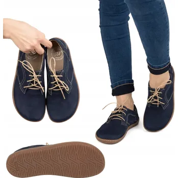 Dámské tenisky BAREFOOT Dámské minimalistické kožené boty 1082 námořnická modrá nubuk 38