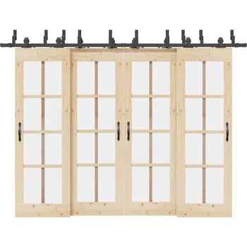 Stavebniny vidaXL Sada příslušenství pro posuvné dveře 305 cm ocelová černá [3295751]