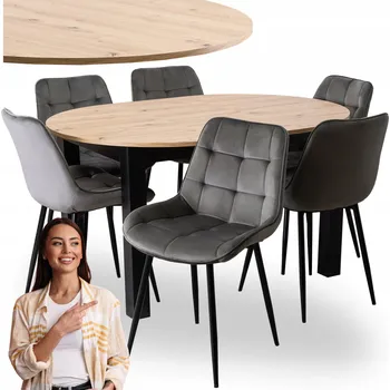 Jídelní stůl Stůl a Židle Sada Rozkládací Kulatý Set Do Obývacího Pokoje Jídelny Kuchyně