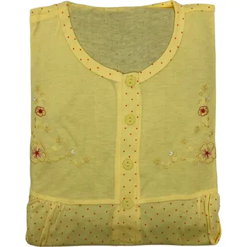 Dámské pyžamo Vn.Lot Dámská bavlněná nadměrná noční košile s krátkým rukávem FREEDOM Barva: Žlutá, Velikost: 8XL