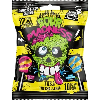 Bonbon Sour Madness lízátka 90g cena za kartonové balení (Kartonové balení : 12 ks)