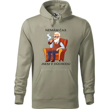 Pánská mikina Pánská mikina s potiskem Nemám čas důchodce Velikost (muž): 3XL, Vyberte barvu: Světlá khaki