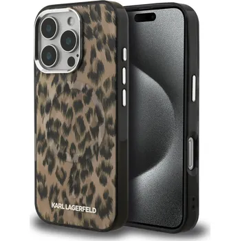 Karl Lagerfeld IML Leopard MagSafe zadní kryt pro iPhone 16 Pro Max Brown