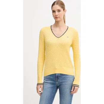 Pánský svetr Bavlněný svetr Tommy Hilfiger WW0WW44987 žlutá 10X, vel. M