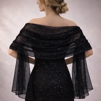 Šála třpytkatá společenská šála přes šaty Barva: Černá